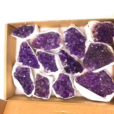 Feng shui cluster purple amethyst crystal quartz geode raw 100g