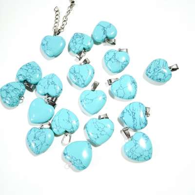 New hot selling products quartz blue turquoise heart pendant necklace rose crystal