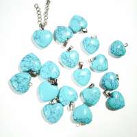 New products gems blue turquoise heart pendant necklace gold crystal