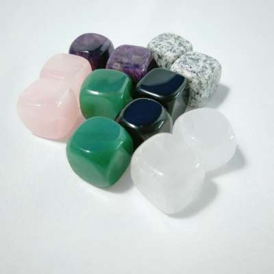 Natural gemstone dice ice cube crystal whiskey sipping stone